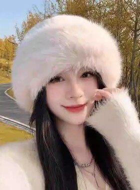 秋冬仿貂毛蒙古盆帽女保暖大头围
