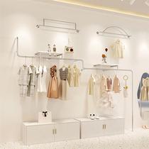 Clothing Shop Stainless Steel Wire Drawing Childrens Clothing Display Rack Silver Upper Wall Hanging Band Plate Display Rack Upscale Shelf