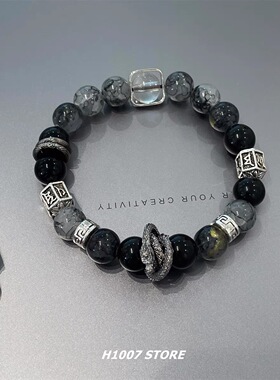 原创情侣款古风手作盘龙琉璃串珠手串男款手链女生新中式手腕饰品