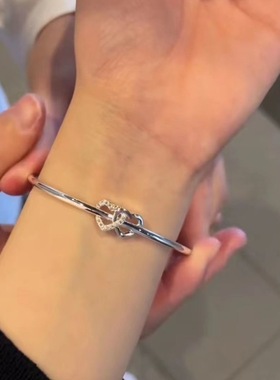 心心相印爱心手镯双心推拉可调节ins简约轻奢百搭轻奢手环送女友