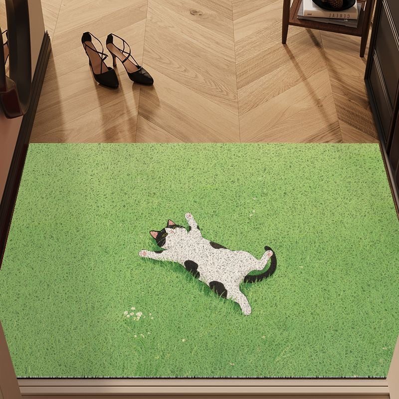 草地猫咪治愈风入户丝圈地垫玄关防滑除尘客厅简约家居居家ins风,淘宝优惠券,粉丝福利购,淘宝优惠卷