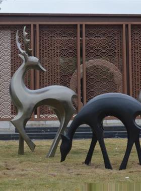 户外玻璃纤维鹿雕塑彷铜园林景观装饰房地产商业抽象麋鹿工艺装饰