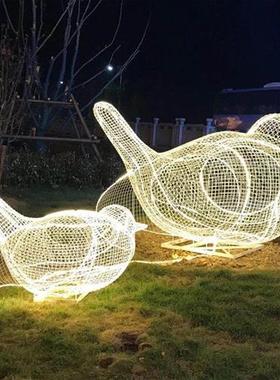 户外不锈钢铁艺镂空小鸟雕塑售楼处公园景区园林景观草坪装饰摆件