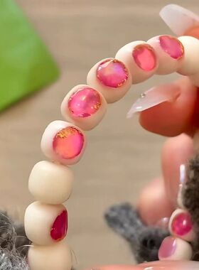 鲍贝镶嵌海南小白玉菩提子手串盘玩男女士高端文玩手链绕指柔单圈