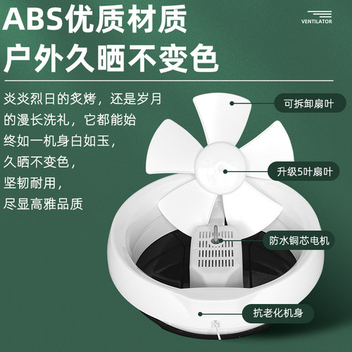 排气扇家用圆形换气扇强力橱窗式排风扇卫生间厨房玻璃窗静音 - 图0