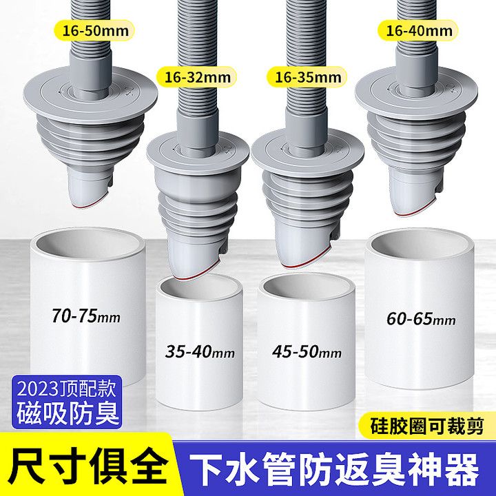 下水管防返臭神器密封塞厨房洗衣机排水管防臭密封圈下水道堵口器 - 图3