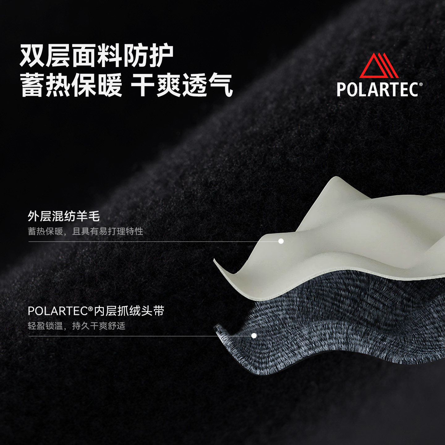 【晴川】伯希和户外针织帽男polartec登山徒步冷帽保暖羊毛帽子女