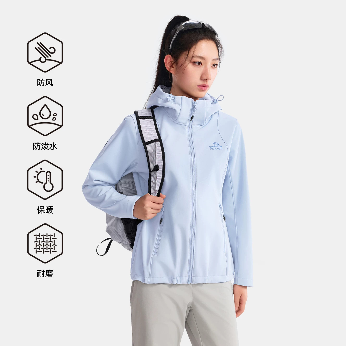 【风盾2.0】伯希和户外软壳衣女款防风加绒冲锋衣内胆保暖外套男 男女款防实拍商品图
