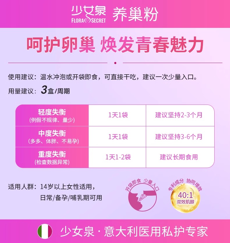 少女泉养巢粉dci肌醇多囊调理姨妈旗舰店维生素b8养促卵泡发育myo