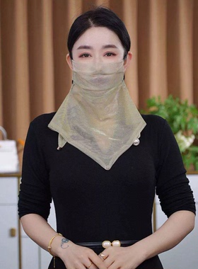春夏新款炫彩防晒面纱百搭护脸面罩旅行拍照外搭围巾女遮阳透气款