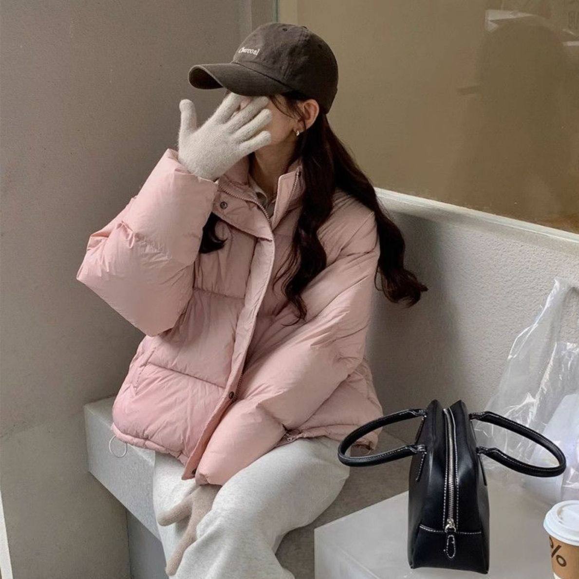 2026年新款小个子短款羽绒服女款冬季加厚基础百搭面包服粉色外套,淘宝优惠券,粉丝福利购,淘宝优惠卷
