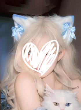 蓝色猫耳朵头饰女甜美Lolita漫展