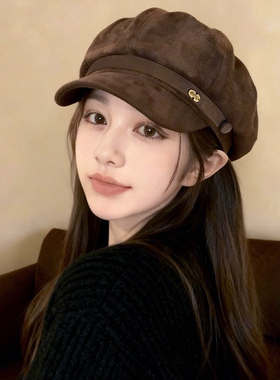 2026新款大头围麂皮绒贝雷帽女