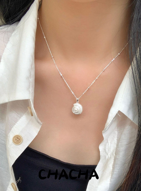 茶茶S925纯银闪砂不规则漩涡项链女韩国小众设计高级感简约锁骨链