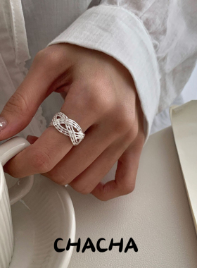 茶茶S925纯银编织戒指女韩国小众设计高级感简约复古ins风指环