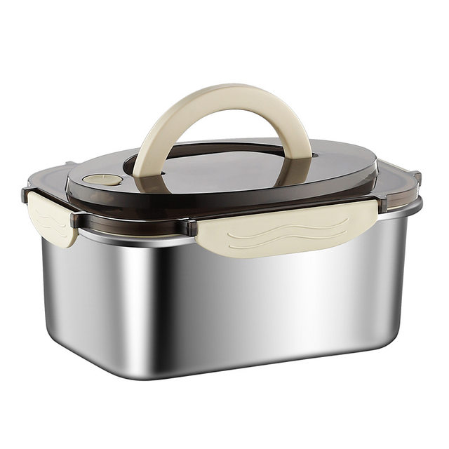 Food grade 316 stainless steel sealed leakproof storage box outdoor camping square form fresh-keeping box lunch box