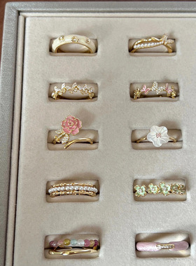 彩色珐琅蝴蝶戒指女戒指女学生党开口可调节小众设计高级感独特指