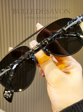 萝心时尚复古太阳镜男女潮时尚双梁蛤蟆大框遮阳护目素颜墨镜