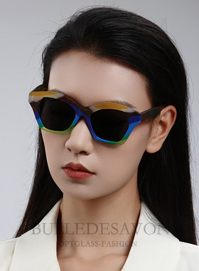 拼色磨砂板材大框墨镜男女潮流偏光太阳镜欧美驾驶眼镜防紫外线潮