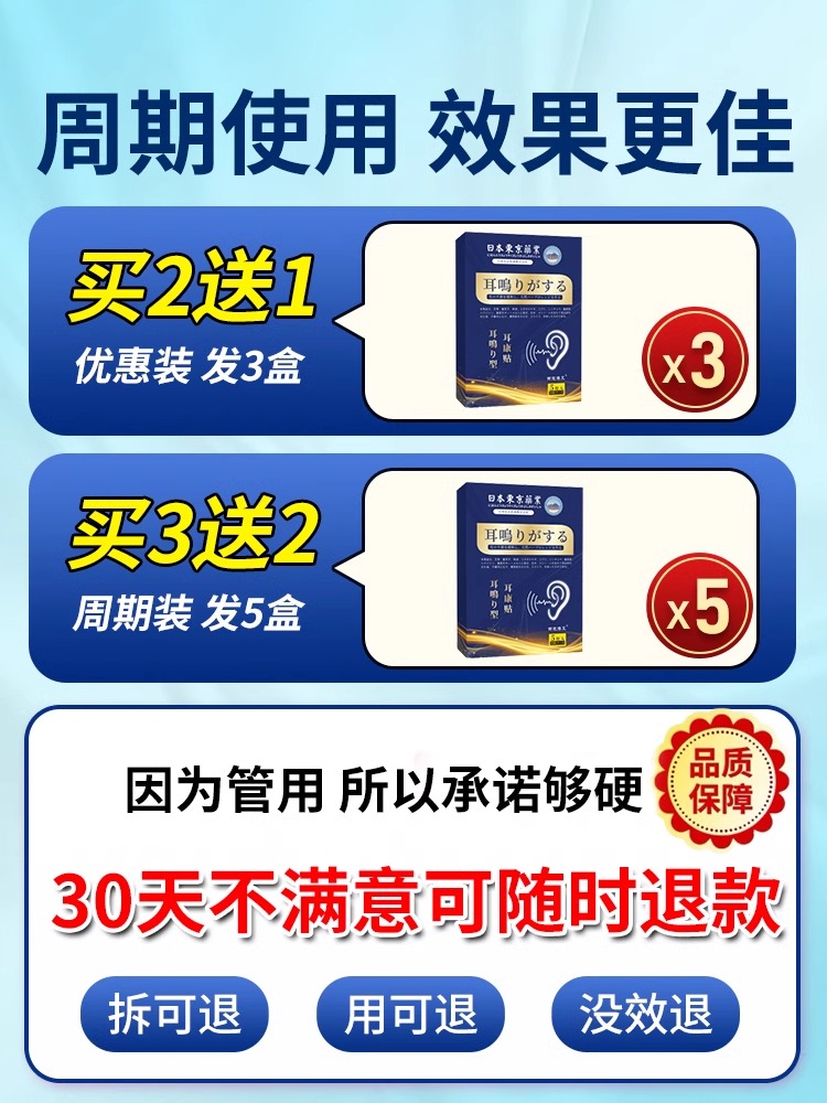 耳鸣神经性耳鸣王克星治耳朵嗡嗡响蝉鸣专用药特效贴耳聋耳闷闻药