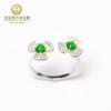 New Chinese style national style fashion design light luxury elegant silver twin flower ring