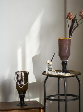 SoftHome高脚法式风灯烛台两用玻璃花瓶软装家居花器摆件陈列新品