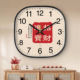 Silent Chinese Calligraphy Peace and Joy Square Wall Clock