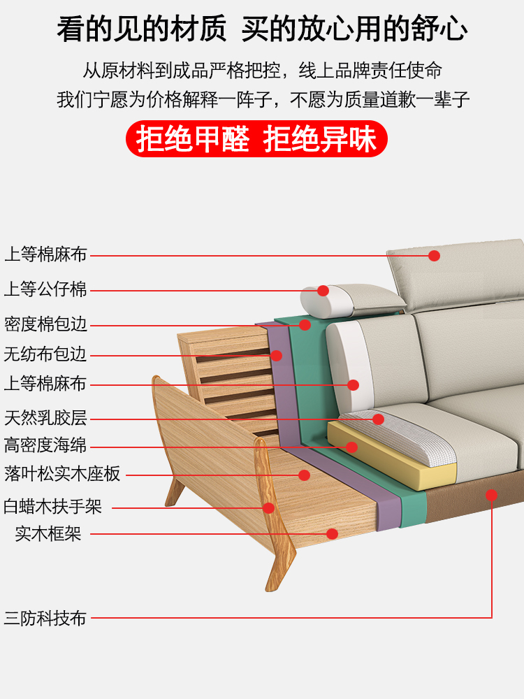 联邦家私官方布艺沙发简约现代沙发客厅大小户型科技布沙发北欧风