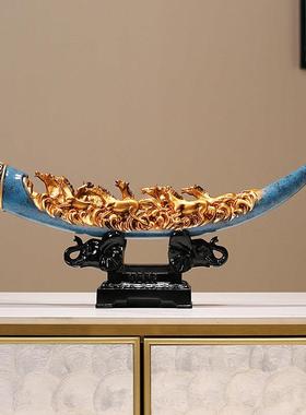 新中式马到成功摆件客厅招财玄关办公室书房酒柜装饰乔迁开 业礼