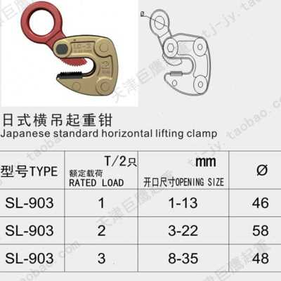 日式橫吊钢板钳2吨LC型起重钳1T模锻钢板吊钩2吨3t钢板横吊夹平吊 - 图1