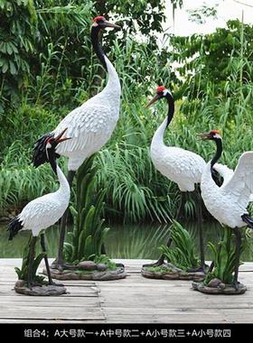大型仿真户外花园仙鹤丹顶鹤动物玻璃钢雕塑别墅假山水池装饰摆件