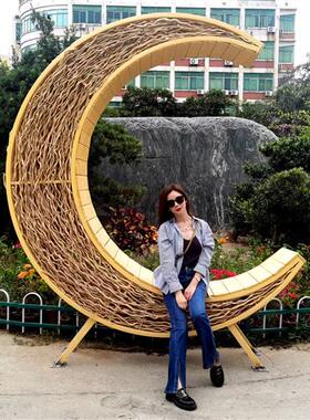 户外景区休闲网红打卡设计点装饰拍照摆件道具鸟巢藤编椅秋千巨型
