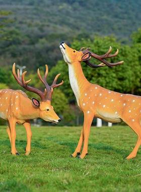 玻璃钢仿真梅花鹿雕塑灯户外园林景观艺术大模型动物落地发光摆件