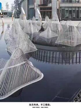 不锈钢假山摆件雕塑户外线形镂空线条装饰售楼处庭院水景景观直销