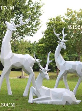 玻璃钢创意抽象动物鹿雕塑售楼部营销中心户外草坪造景装饰品摆件