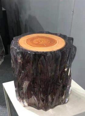 酒店前台透明树脂休闲吧台椅子摆件创意水晶玻璃艺术品凳子雕塑