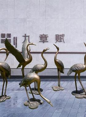 仿铜抽象仙鹤摆件户外玻璃钢园林景观动物装饰庭院水池丹顶鹤雕塑