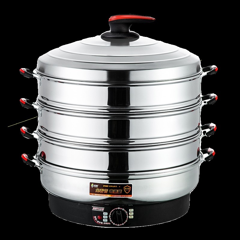 宏速不锈钢电蒸笼多功能蒸菜馒头家用插电特大52蒸汽锅三层电蒸锅,淘宝优惠券,粉丝福利购,淘宝优惠卷