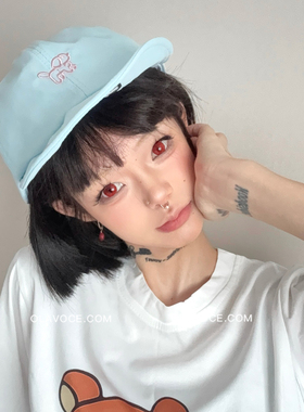 可爱大眼小狗刺绣防晒棒球帽