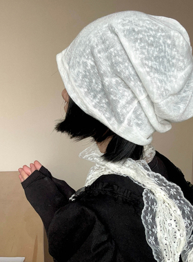春夏薄款堆堆帽女烫钻小兔