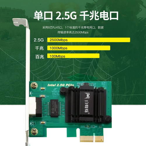 白蜘蛛PCIe千兆网卡台式机以太网pci-e电脑2.5G网卡高速5G网卡1000m内置pcie有线千兆网卡游戏电竞服务器网卡 - 图2