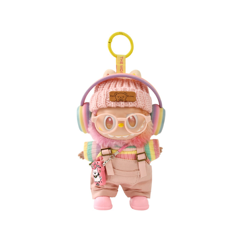 粉色拉布布娃衣搪胶17CM一三代可爱彩虹耳机款labubu衣服酷炫配饰,淘宝优惠券,粉丝福利购,淘宝优惠卷