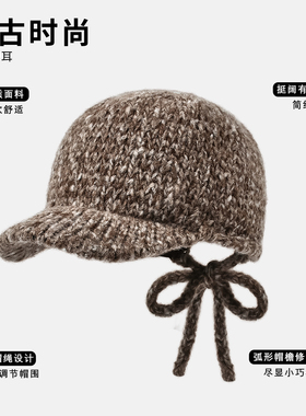 日系蝴蝶结绑带针织棒球帽
