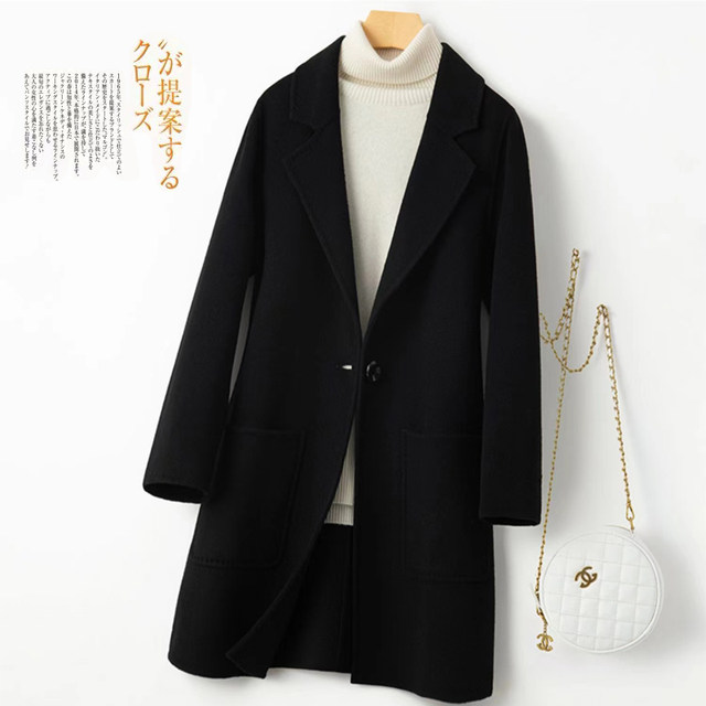New double-sided cashmere coat for women mid-length suit double-sided wool small wool workwear wool jacket