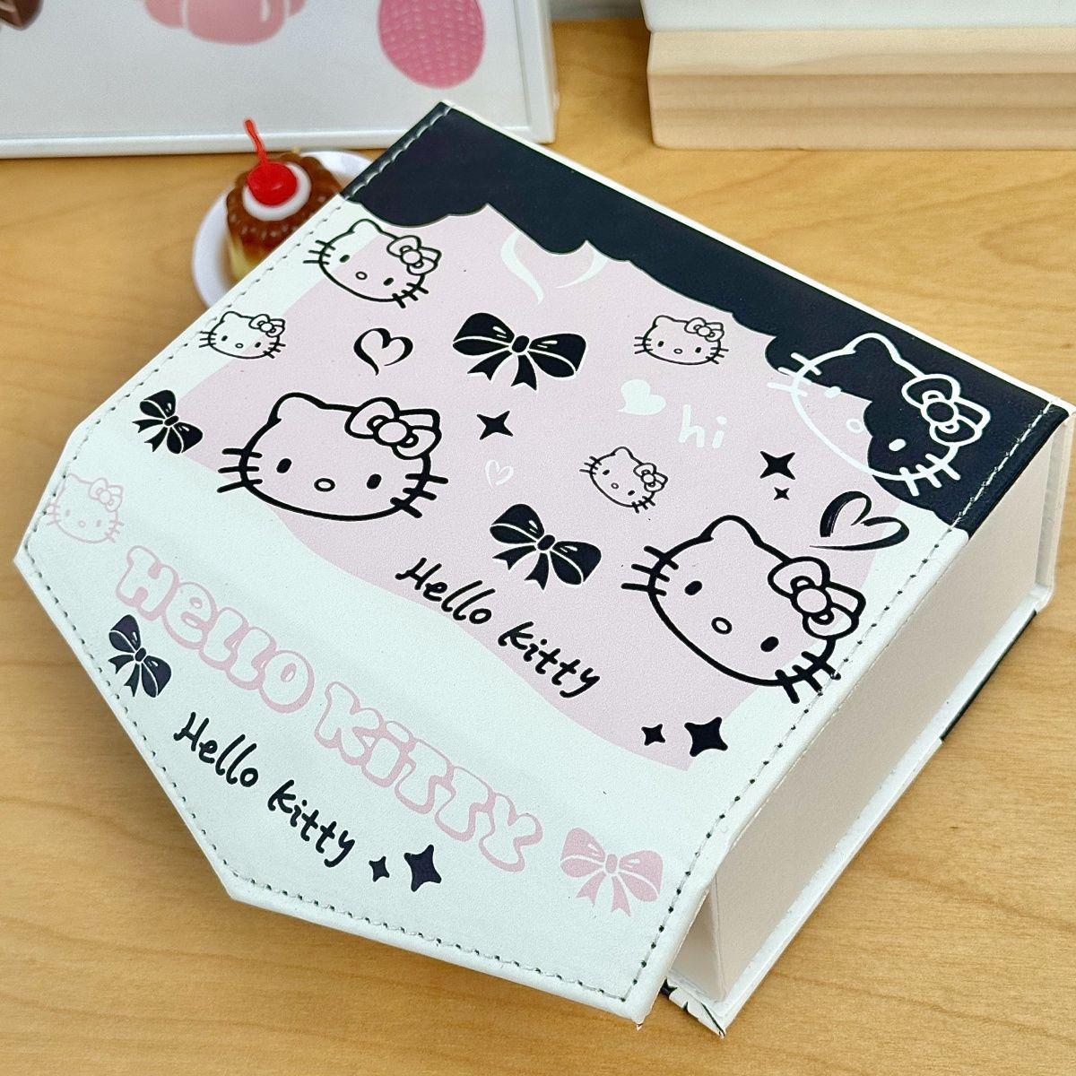 小红书同款可爱高颜值黑粉KT猫PU卡盒磁吸翻盖防尘小卡桌面收纳盒 - 图0