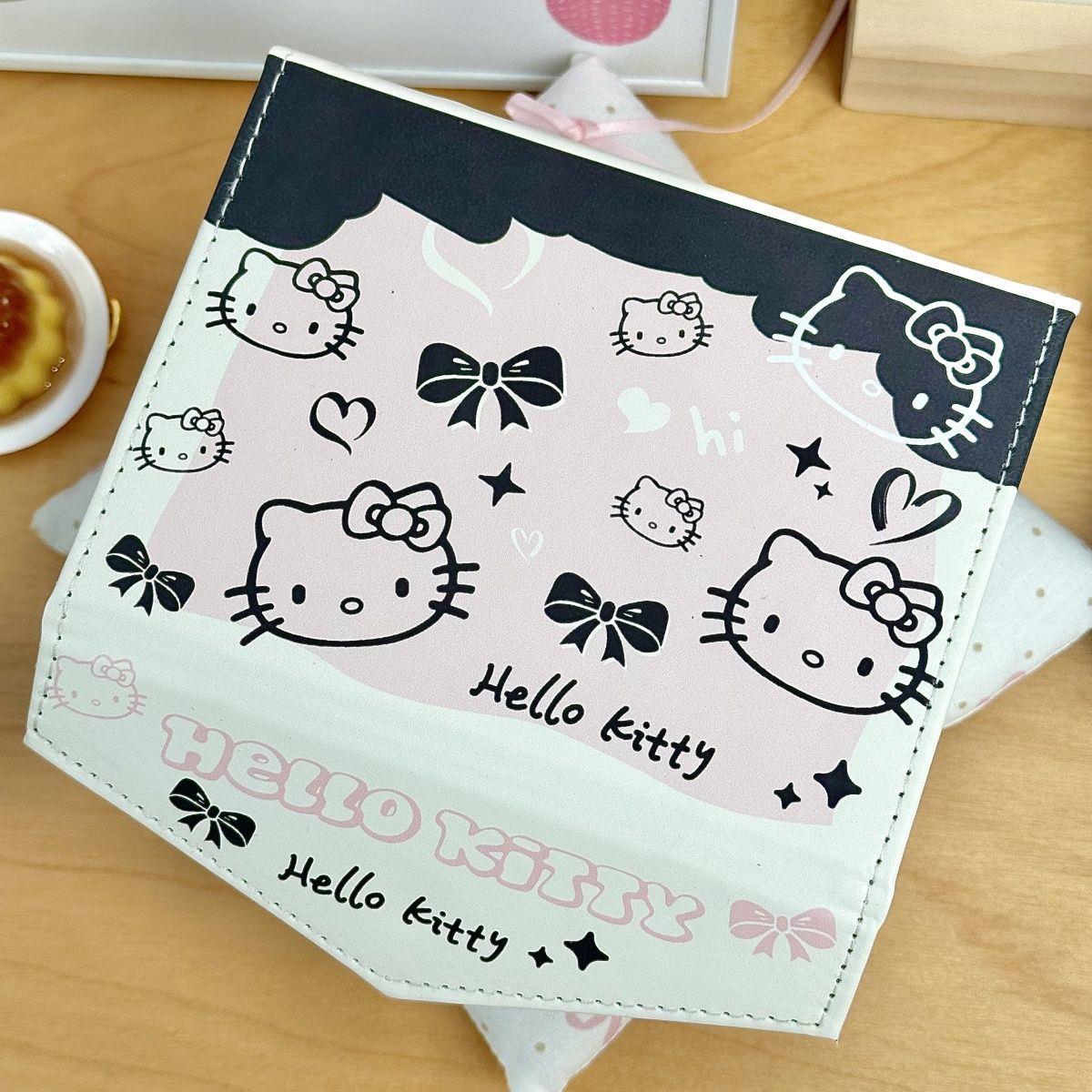 小红书同款可爱高颜值黑粉KT猫PU卡盒磁吸翻盖防尘小卡桌面收纳盒 - 图2