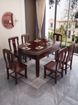 Gold flower pear wood full solid wood dining table and chairs combination Chinese telescopic square and round-purpose home Gwood dining table