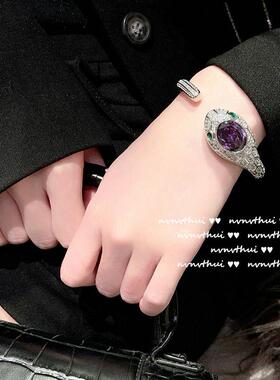 辛德瑞拉紫色坦桑宝石灵蛇手镯 古董感 镀18K金彩宝锆石灵蛇项链