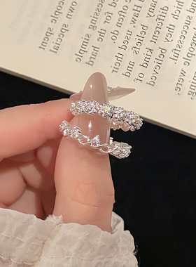 EmoPluto「点碎星梦」蝴蝶结锆石戒指女小众设计感轻奢开口戒叠戴