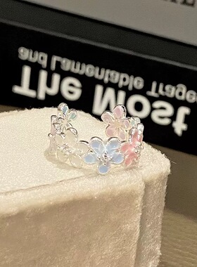 EmoPluto「玫瑰花园」红色花朵设计开口戒小众高级甜美戒指合集